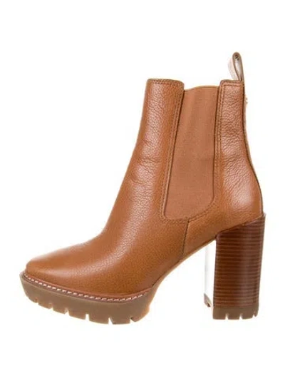 Pre-owned Tory Burch Leather Chelsea Boots In Brown