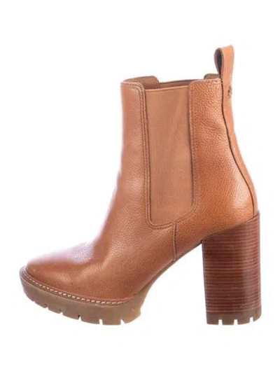 Pre-owned Tory Burch Leather Chelsea Boots In Brown
