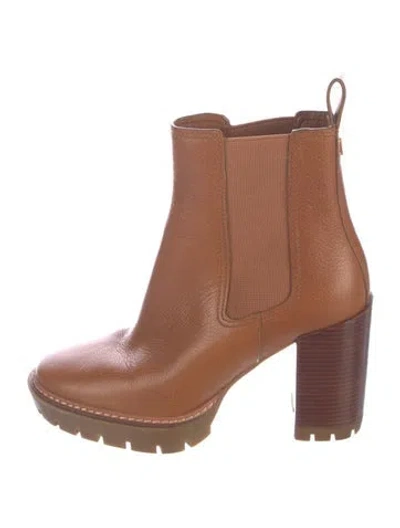 Pre-owned Tory Burch Leather Chelsea Boots In Brown
