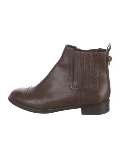 Pre-owned Tory Burch Leather Chelsea Boots In Brown