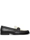 Tory Burch Black Leather Loafers With Decorative Emblem In Black