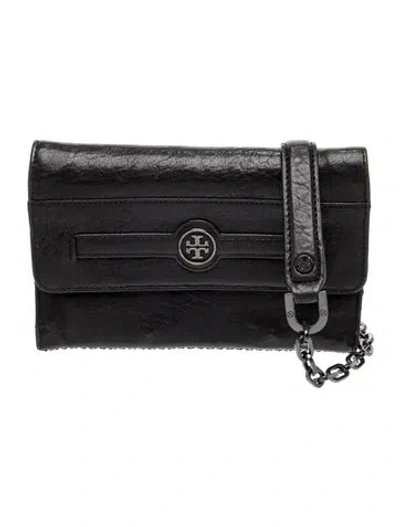 Pre-owned Tory Burch Leather Clutch In Black