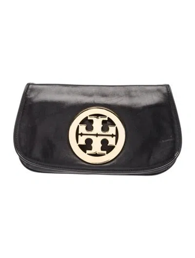Pre-owned Tory Burch Leather Clutch In Black