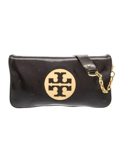 Pre-owned Tory Burch Leather Clutch In Black