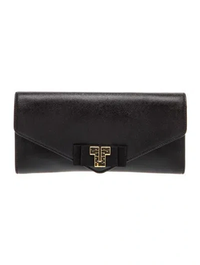 Pre-owned Tory Burch Leather Clutch In Black