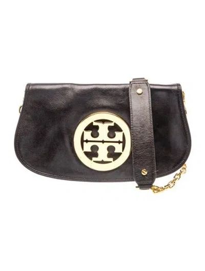 Pre-owned Tory Burch Leather Clutch In Black