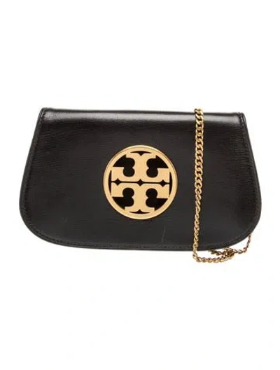 Pre-owned Tory Burch Leather Clutch In Black