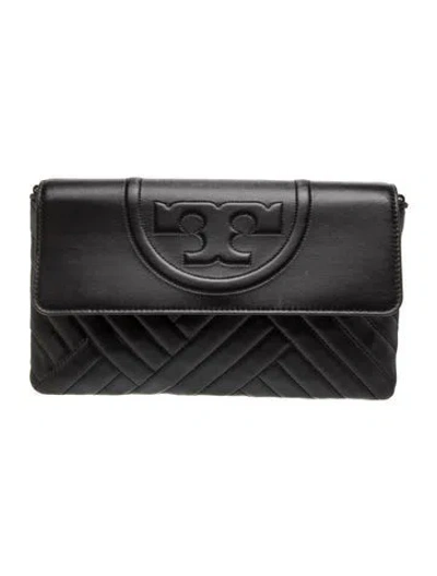 Pre-owned Tory Burch Leather Clutch In Black