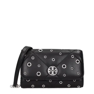 Tory Burch Leather Clutch In Black