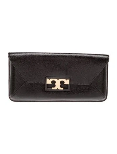 Pre-owned Tory Burch Leather Clutch In Black