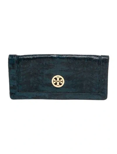 Pre-owned Tory Burch Leather Clutch In Blue