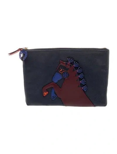 Pre-owned Tory Burch Leather Clutch In Blue