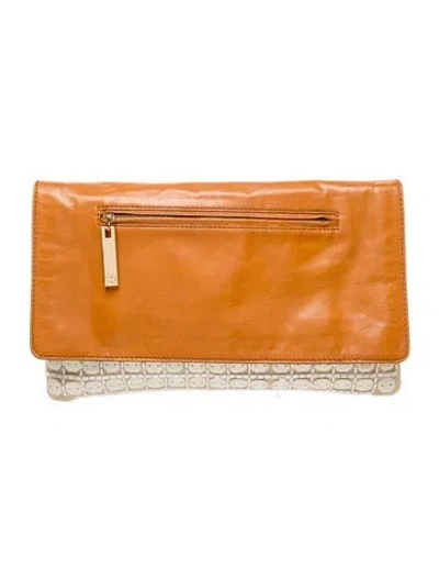 Pre-owned Tory Burch Leather Clutch In Brown