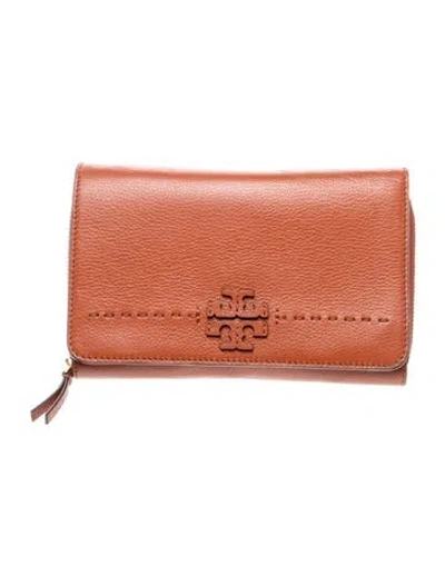 Pre-owned Tory Burch Leather Clutch In Brown