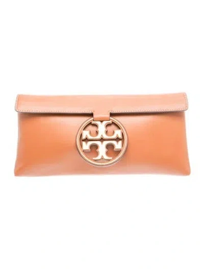Pre-owned Tory Burch Leather Clutch In Brown
