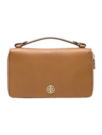 Pre-owned Tory Burch Leather Clutch In Brown