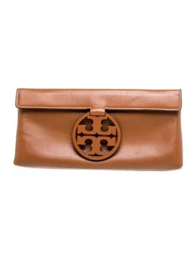 Pre-owned Tory Burch Leather Clutch In Brown