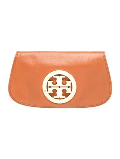 Pre-owned Tory Burch Leather Clutch In Brown