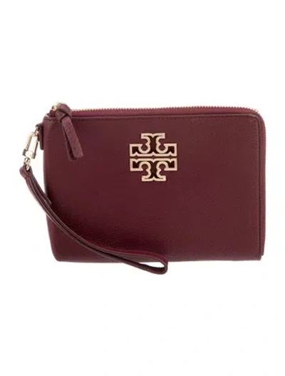 Pre-owned Tory Burch Leather Clutch In Burgundy