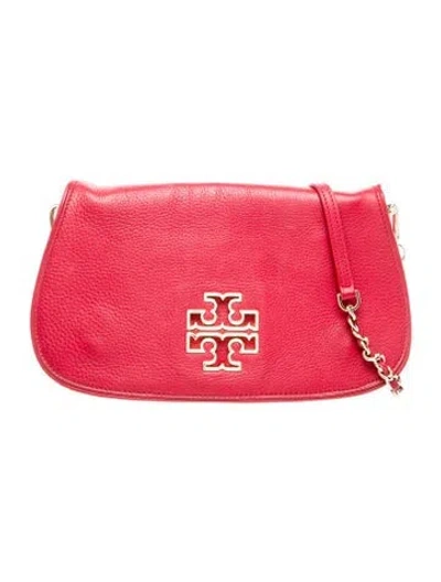 Pre-owned Tory Burch Leather Clutch In Burgundy