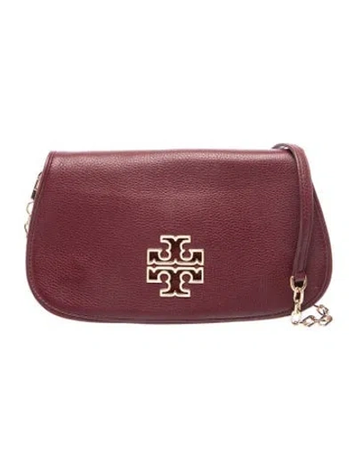 Pre-owned Tory Burch Leather Clutch In Burgundy