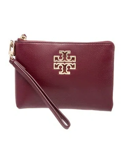 Pre-owned Tory Burch Leather Clutch In Burgundy