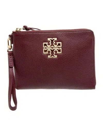 Pre-owned Tory Burch Leather Clutch In Burgundy