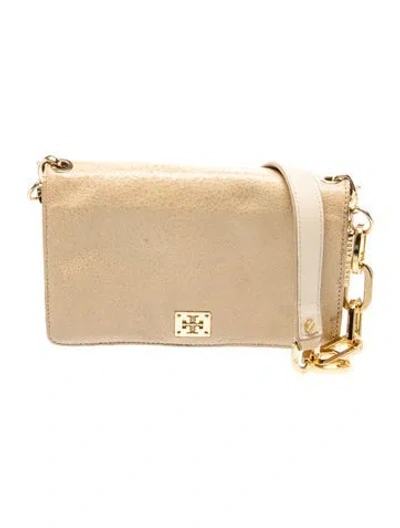 Pre-owned Tory Burch Leather Clutch In Gold