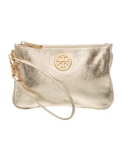 Pre-owned Tory Burch Leather Clutch In Gold