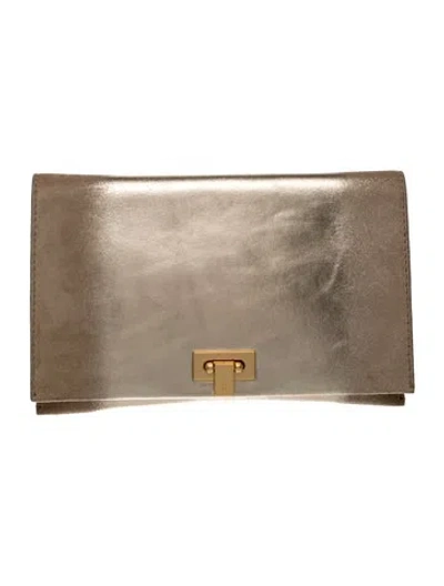 Pre-owned Tory Burch Leather Clutch In Gold