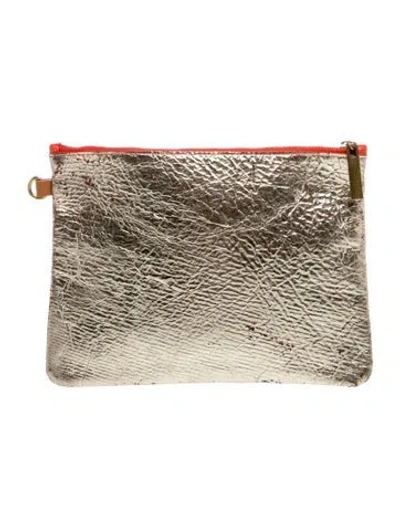 Pre-owned Tory Burch Leather Clutch In Gold