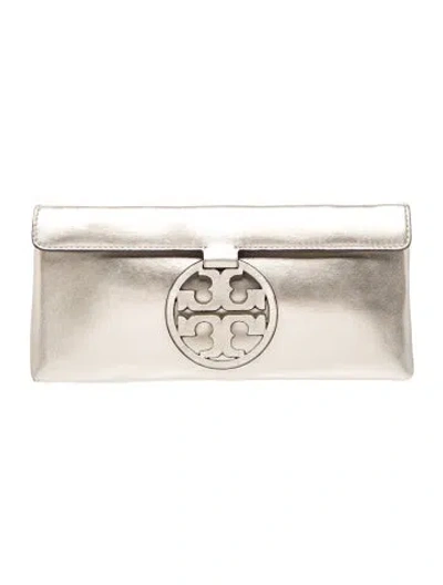 Pre-owned Tory Burch Leather Clutch In Gold/metallic