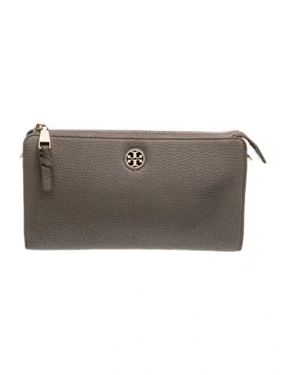 Pre-owned Tory Burch Leather Clutch In Gray