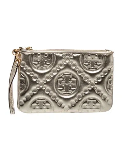 Pre-owned Tory Burch Leather Clutch In Gray