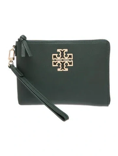 Pre-owned Tory Burch Leather Clutch In Green