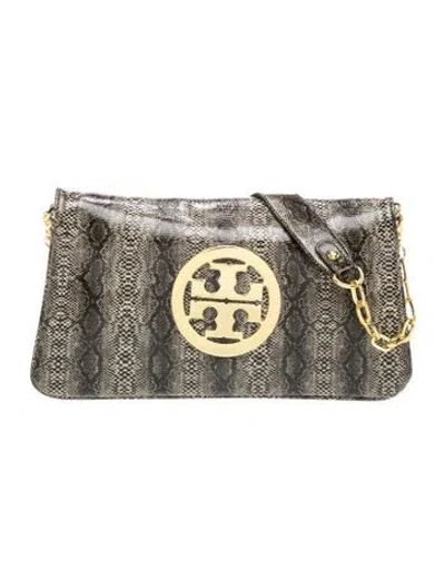 Pre-owned Tory Burch Leather Clutch In Green