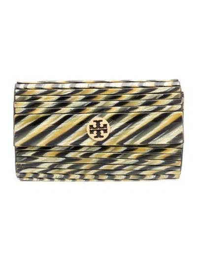 Pre-owned Tory Burch Leather Clutch In Green
