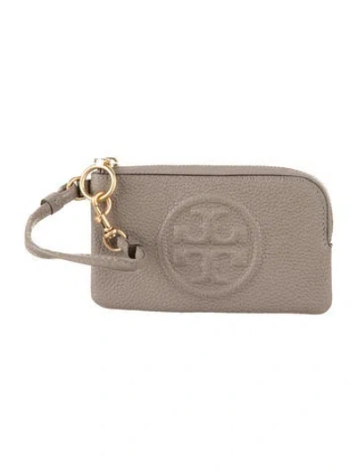Pre-owned Tory Burch Leather Clutch In Grey