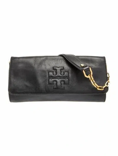 Pre-owned Tory Burch Leather Clutch In Grey