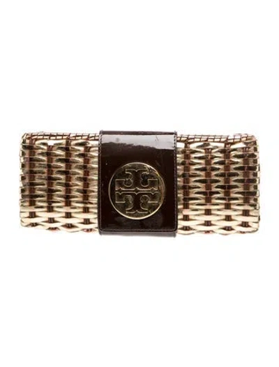 Pre-owned Tory Burch Leather Clutch In Metallic/neutrals