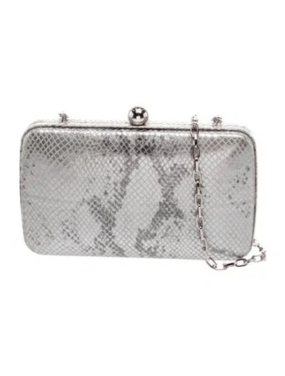Pre-owned Tory Burch Leather Clutch In Metallic/silver