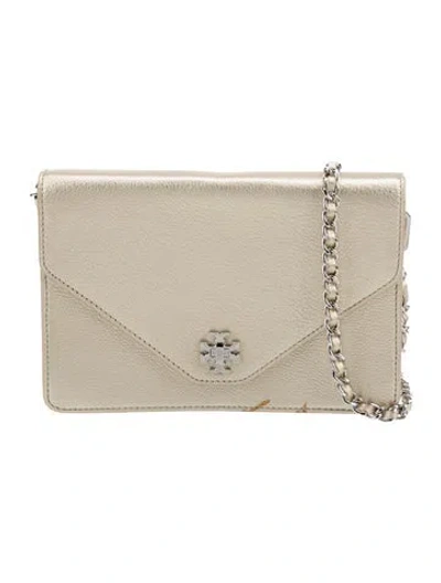 Pre-owned Tory Burch Leather Clutch In Neutral