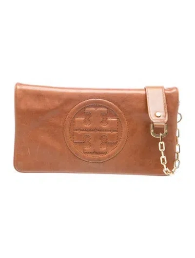 Pre-owned Tory Burch Leather Clutch In Neutral