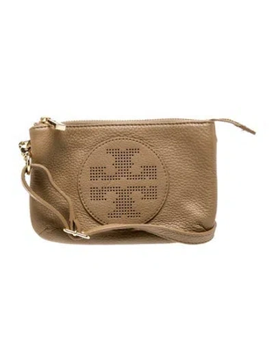 Pre-owned Tory Burch Leather Clutch In Neutral