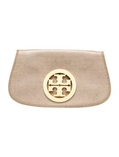Pre-owned Tory Burch Leather Clutch In Neutral