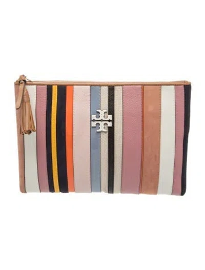 Pre-owned Tory Burch Leather Clutch In Neutral
