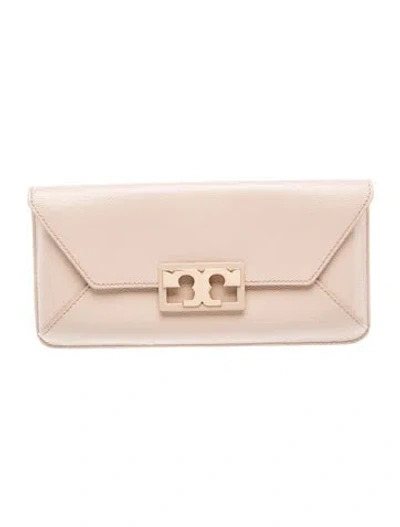Pre-owned Tory Burch Leather Clutch In Neutral