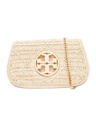 Pre-owned Tory Burch Leather Clutch In Neutral