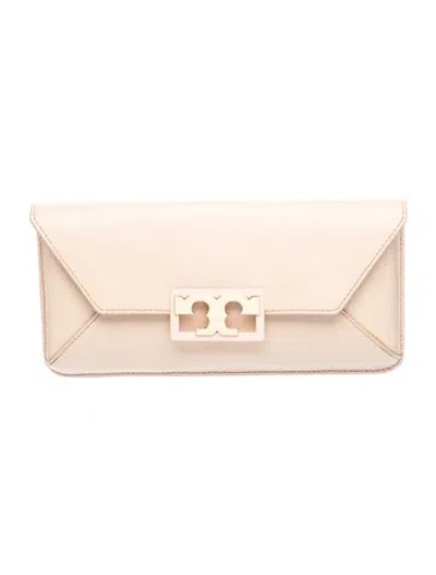 Pre-owned Tory Burch Leather Clutch In Neutrals