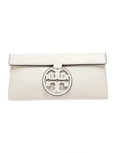 Pre-owned Tory Burch Leather Clutch In Neutrals